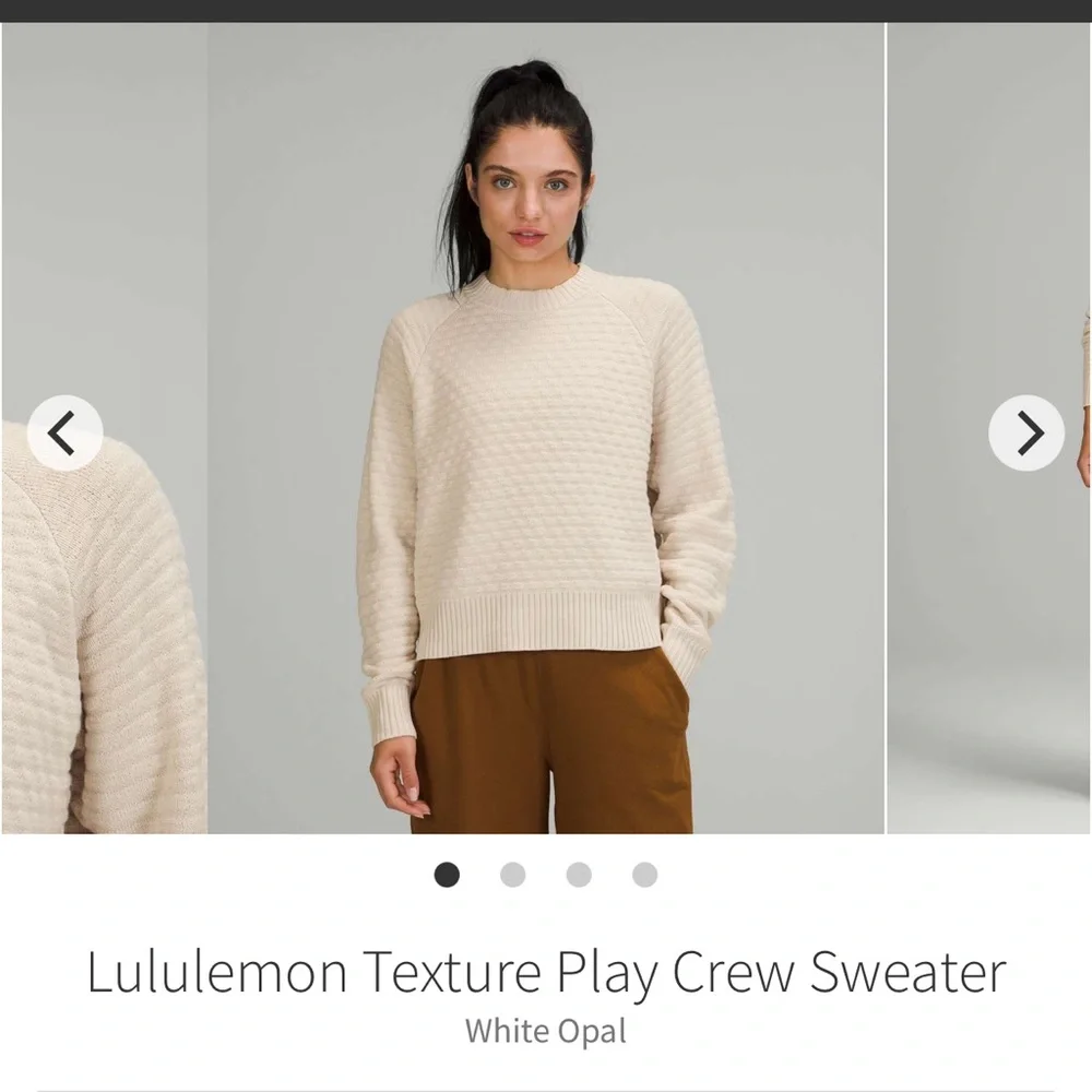 New Without tags Lululemon Texture Play Crew Sweater White Opal M/L - Picture 5 of 11